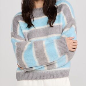 Little Lies Gray & Blue Striped Sia Sweater